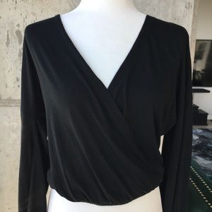 7 For All Mankind Faux Wrap Long Sleeve Cotton Top XS